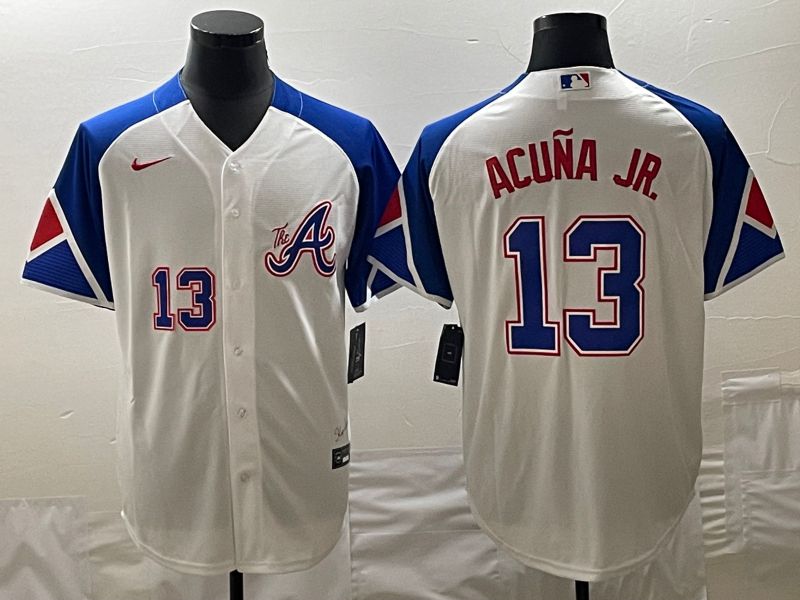 Men Atlanta Braves #13 Acuna jr White City Edition 2024 Nike MLB Jersey style 4->atlanta braves->MLB Jersey